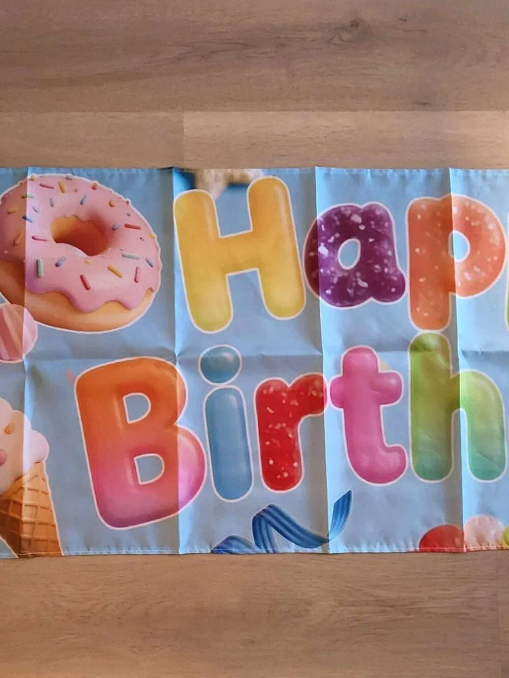 New: Happy Birthday Banner - Candy, Donut and Ice Cream themed. Metal grommets